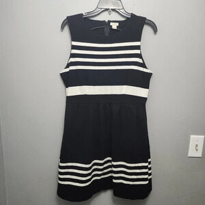 J.crew factory women's mini dress size M black and white stripped office…